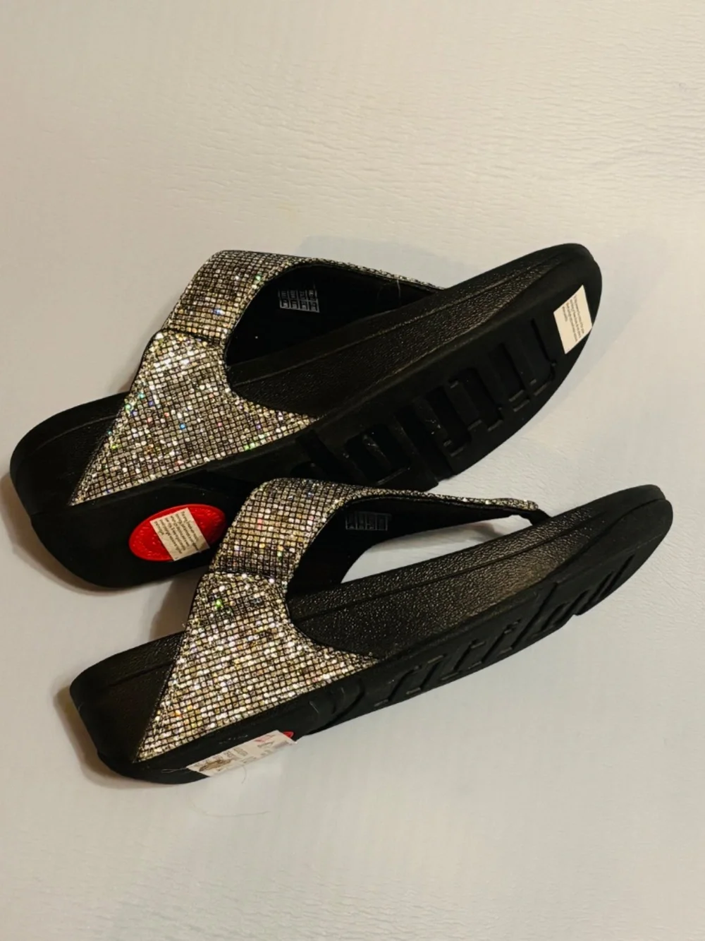 Fitflop Lulu Glitter-ball Sandals Silver Sz 6  Sparkling TStraps